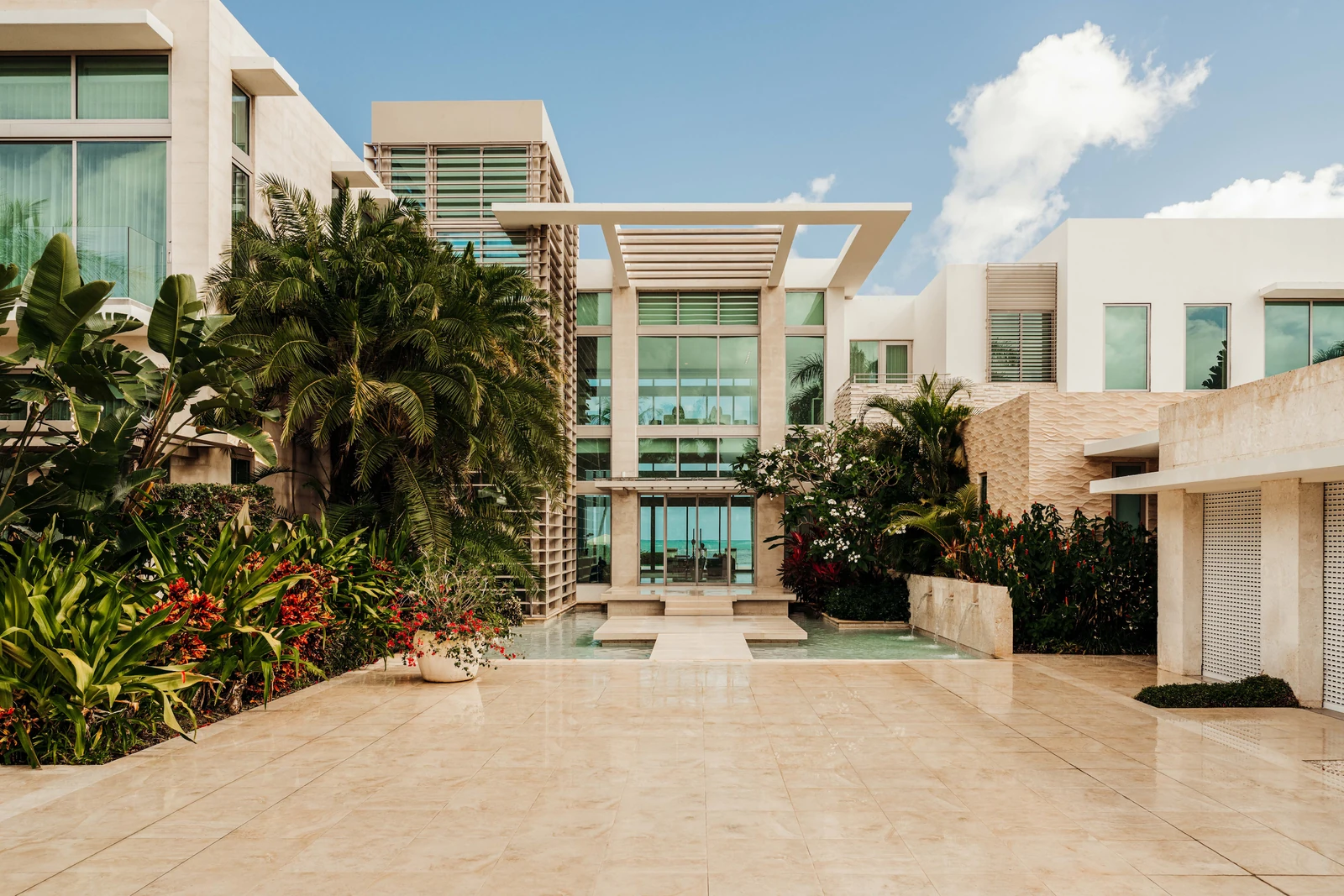 Casa Estancias residential architecture and tropical courtyard, Bahía Beach, Puerto Rico